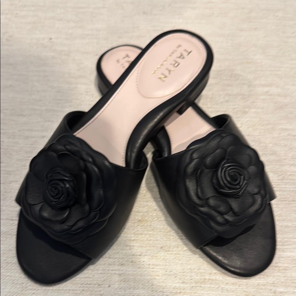 Taryn Rose Black Floral Mules-New
